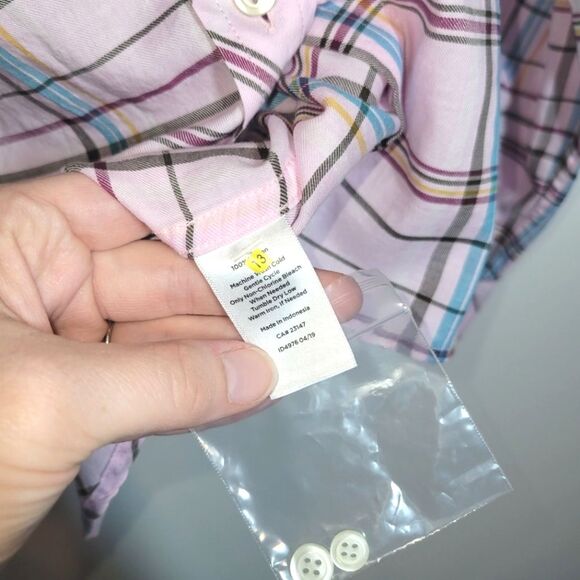 New Talbots Pink Plaid Button Up Shirt 1X - Picture 3 of 8